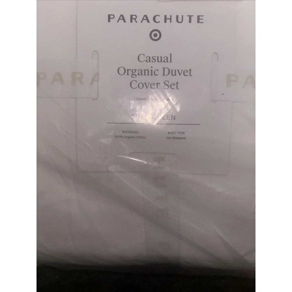 Casual Organic Cotton Full Queen  Duvet Cover & Sham Set - Parachute WHITE